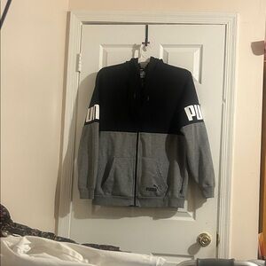 Puma Black and Gray Colorblock Full Zip Hoodie